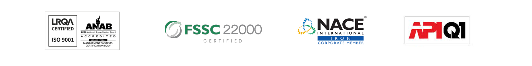 LRQA ISO 9001, FSSC 22000, NACE International, API Q1